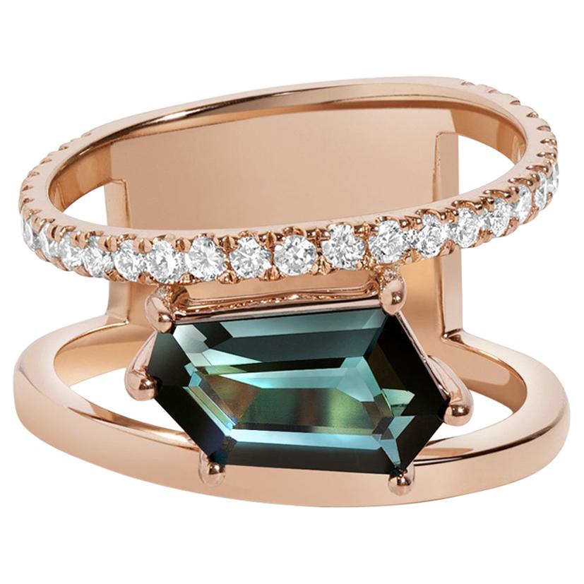 Petra Ring, Tourmaline and Diamond Ring in Rose Gold For Sale