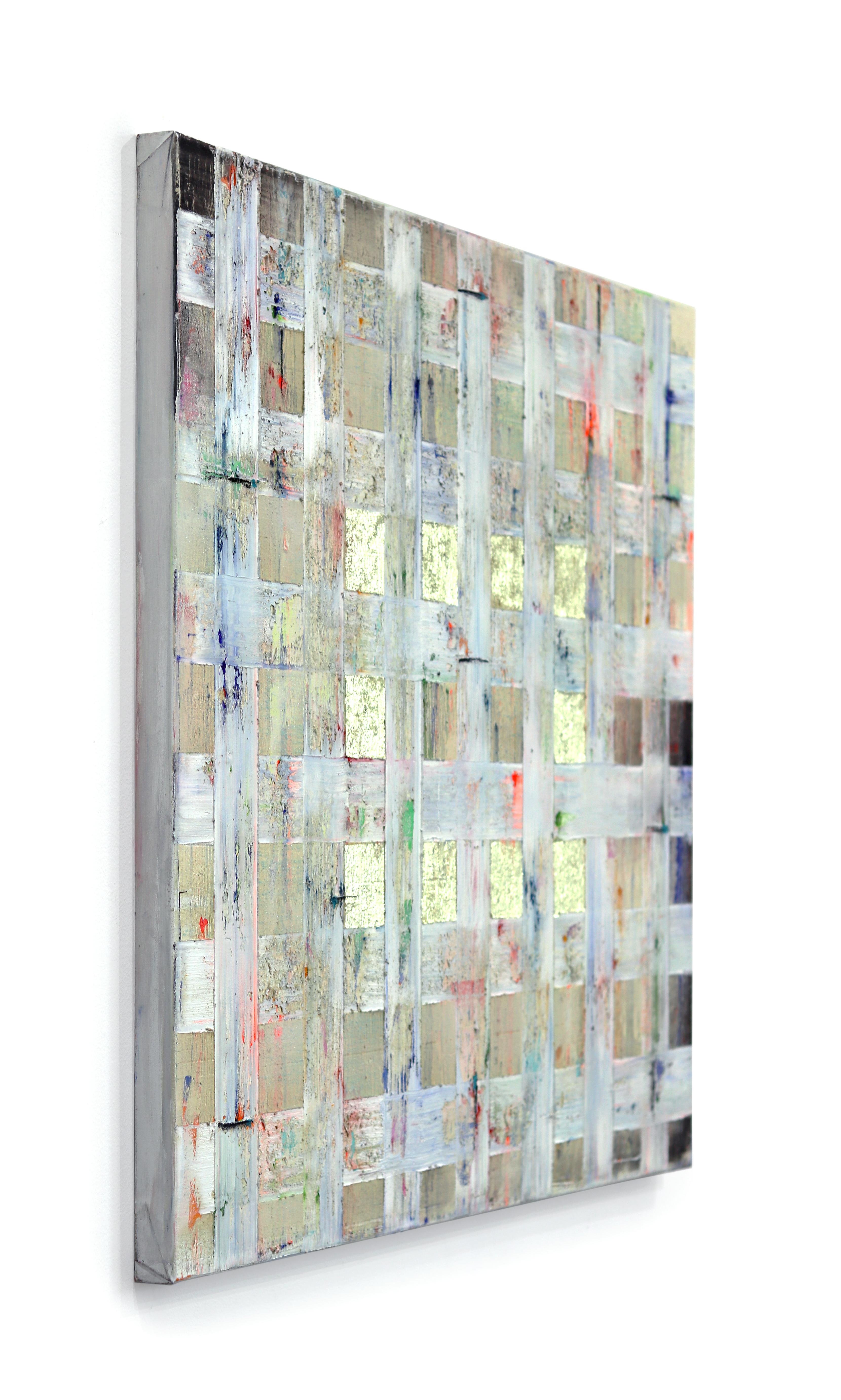 Grandes campos dorados -  Pintura geométrica abstracta de colores en venta 1