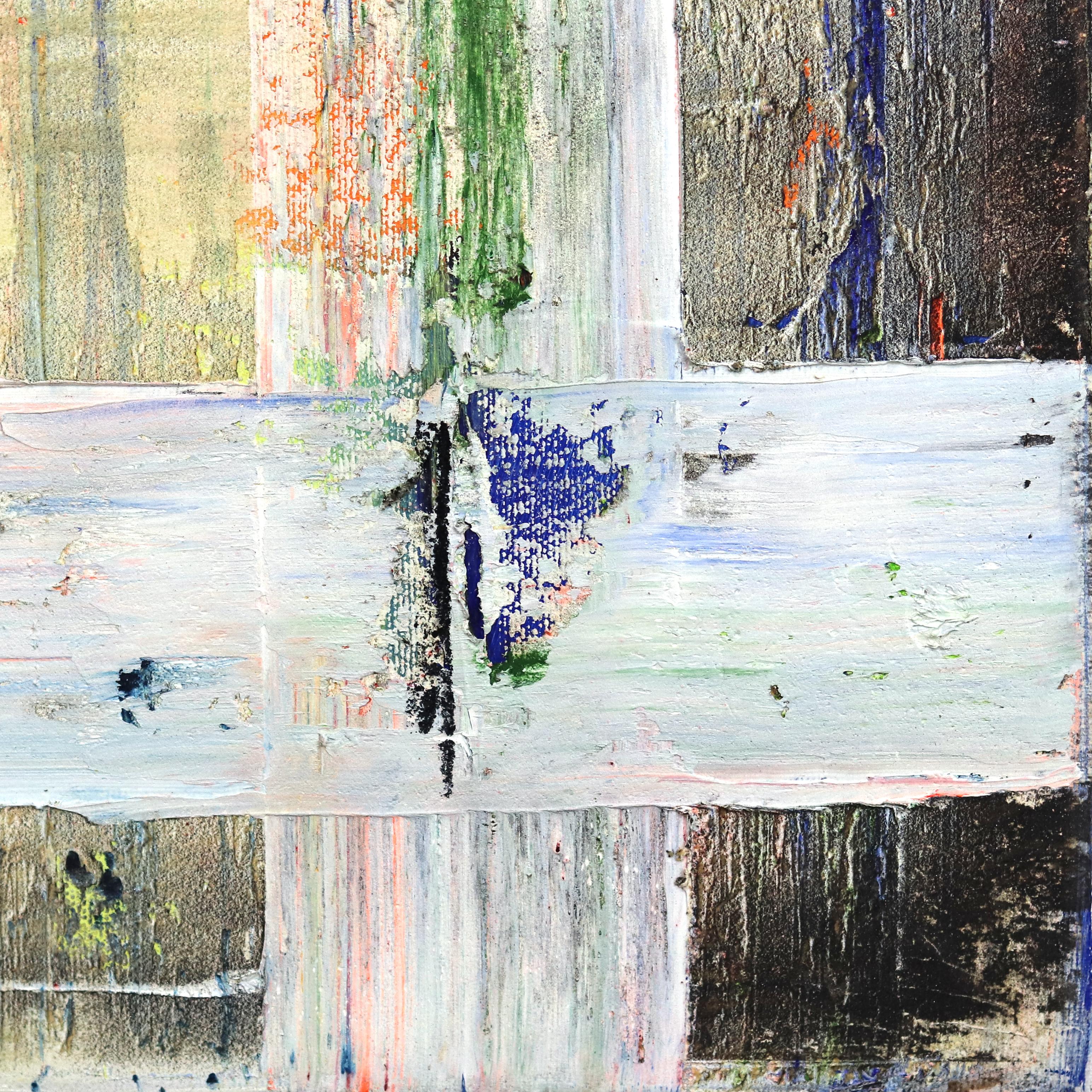 Grandes campos dorados -  Pintura geométrica abstracta de colores en venta 2