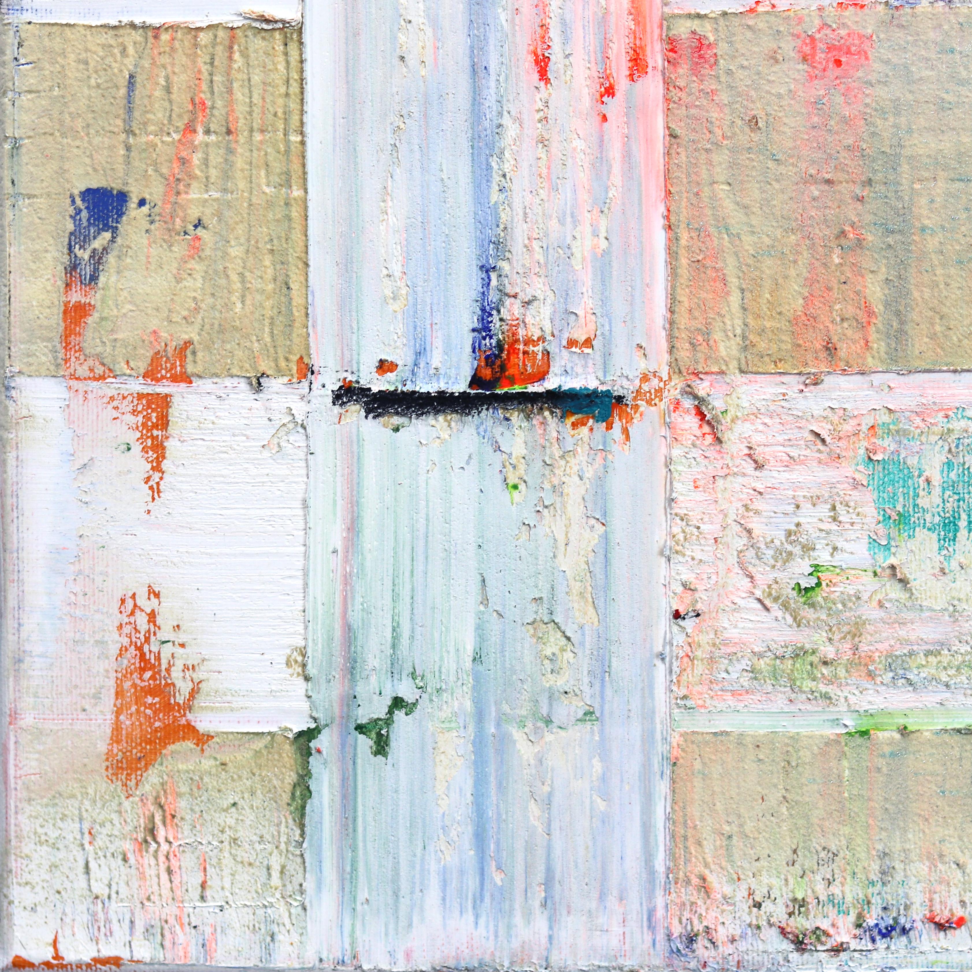 Grandes campos dorados -  Pintura geométrica abstracta de colores en venta 5