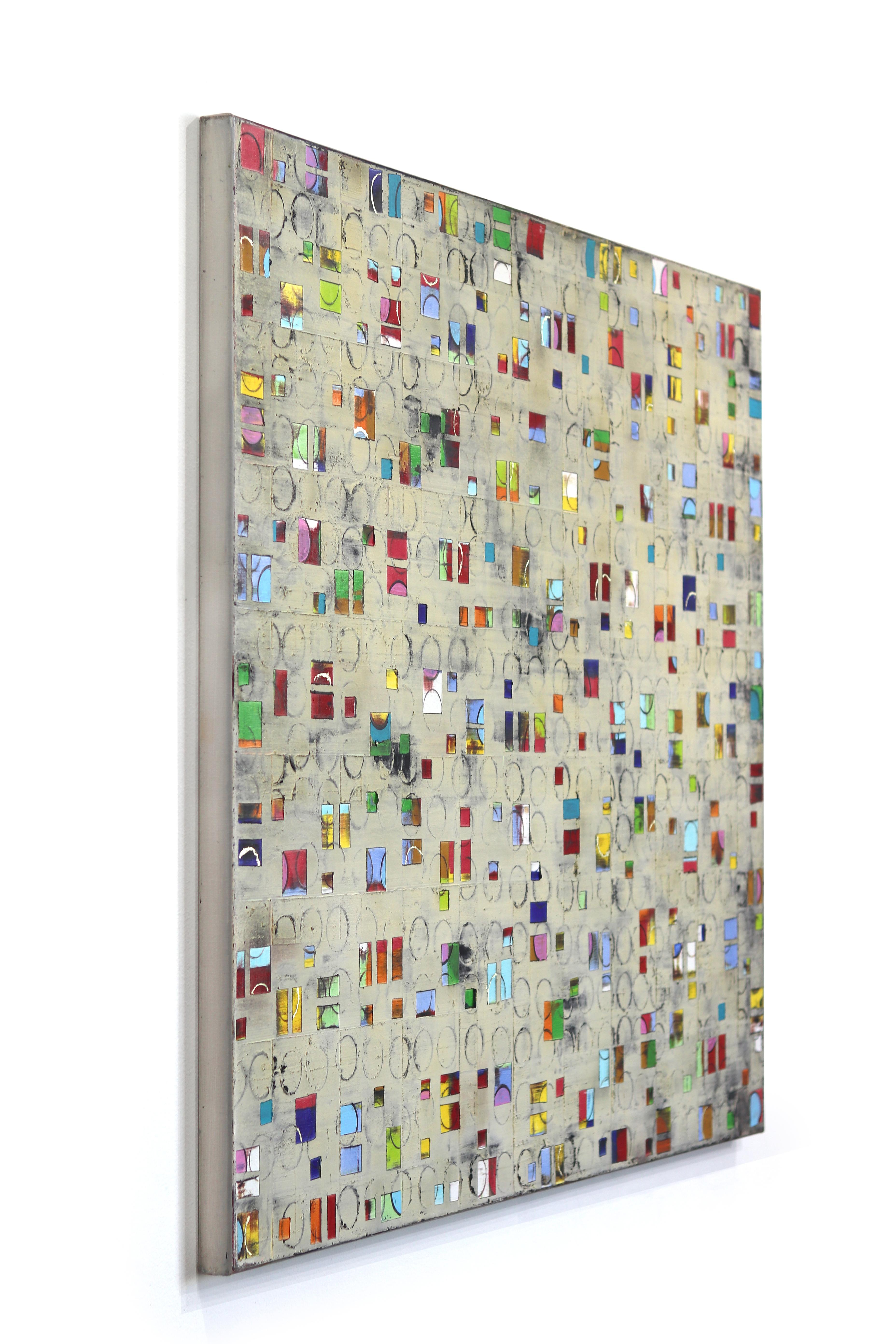 Big Insight -  Grande quadro geometrico astratto colorato - Abstract Painting Grigio di Petra Rös-Nickel