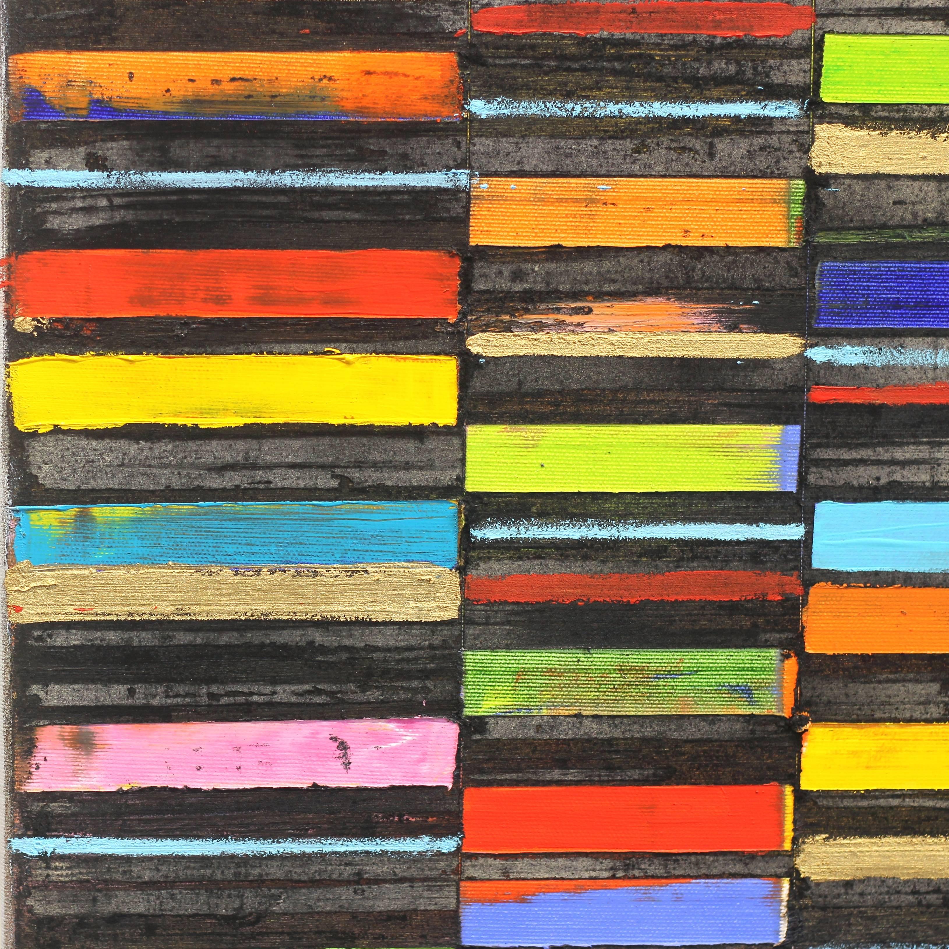 Code Geometric Black - Colorful Oil Painting Stripes and Pattern with Texture For Sale 3