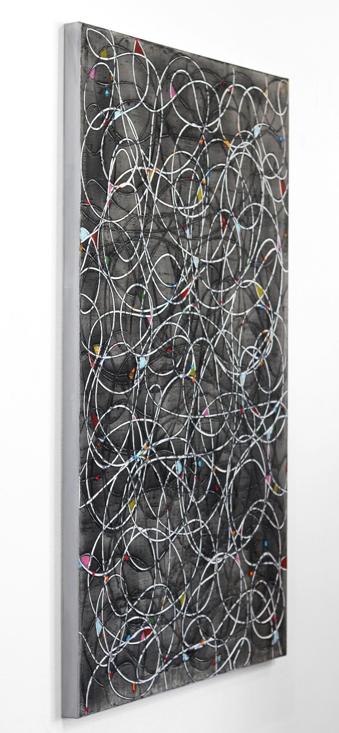 Linee pazze II - Quadro astratto a trama larga - Abstract Painting Nero di Petra Rös-Nickel