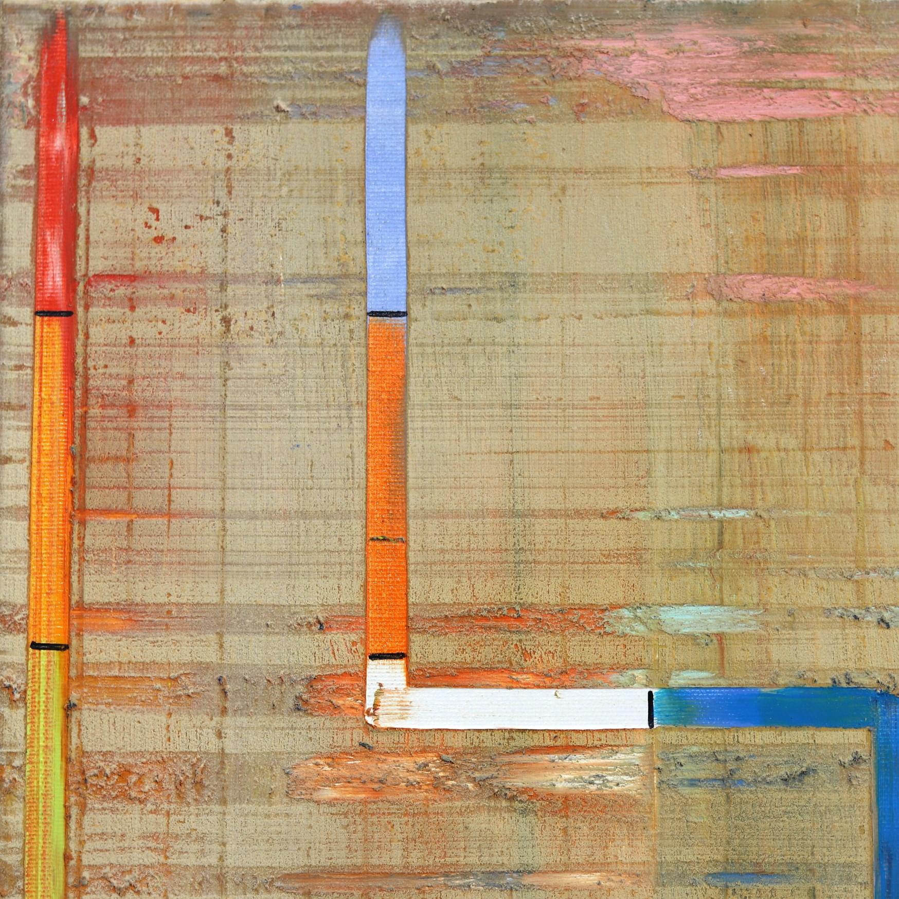 Petra Rös-Nickels originelle Gemälde vereinen verspielte Formen, leuchtende Farben und architektonische Kompositionen in Öl und Mischtechnik auf Leinwand. Ihre zeitgenössischen Kunstwerke enthalten reiche Texturen und Muster, die sich auf das