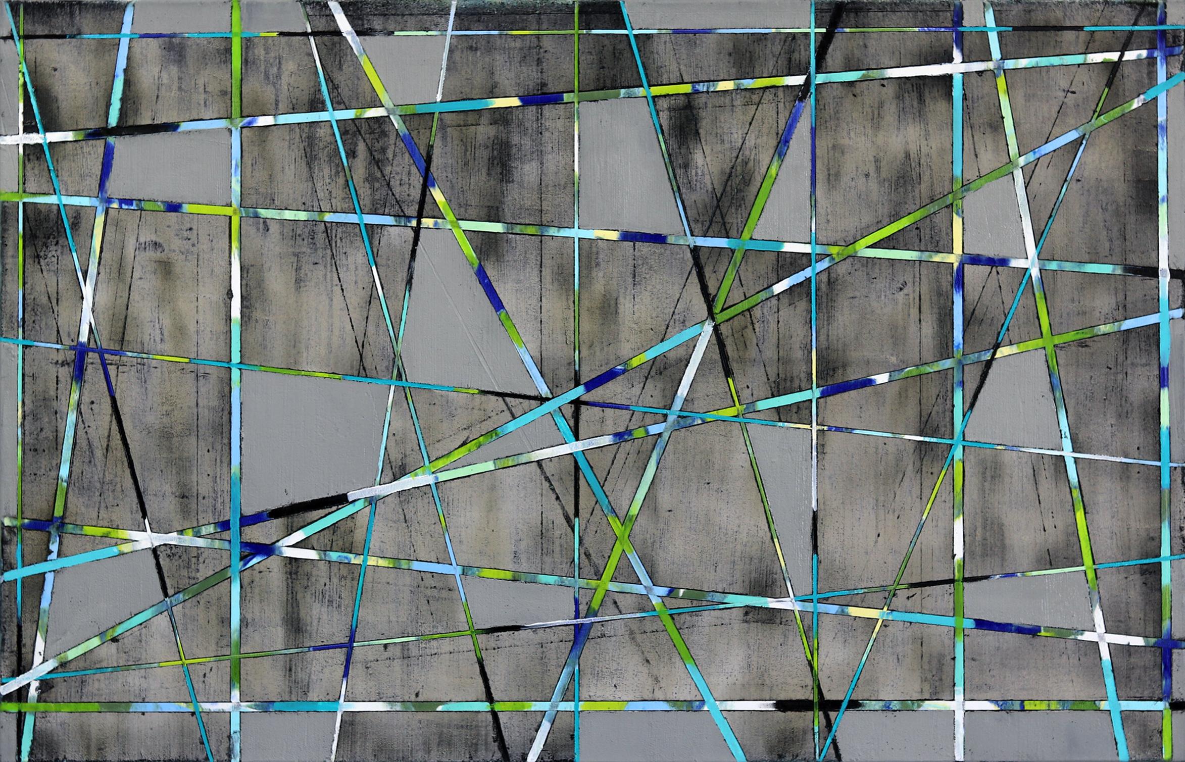 Petra Rös-Nickel Abstract Painting - Cross Lines Grey