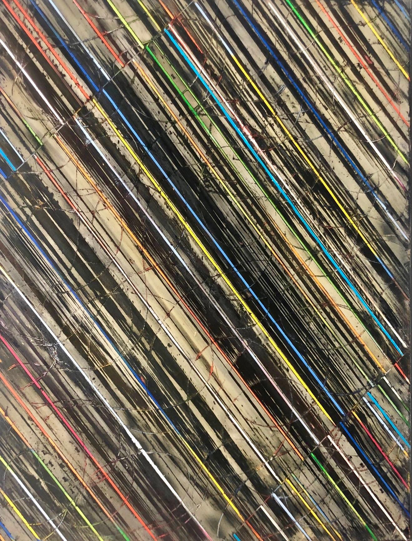 Petra Rös-Nickel Abstract Painting – Diagonale Streifen