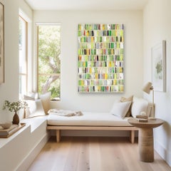 Happy Yellow Green- Colorful Geometric Abstract Original Painting