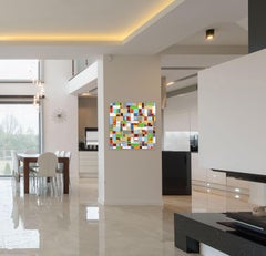 Multi Pattern - Original farbenfrohes geometrisches Ölgemälde mit Textur