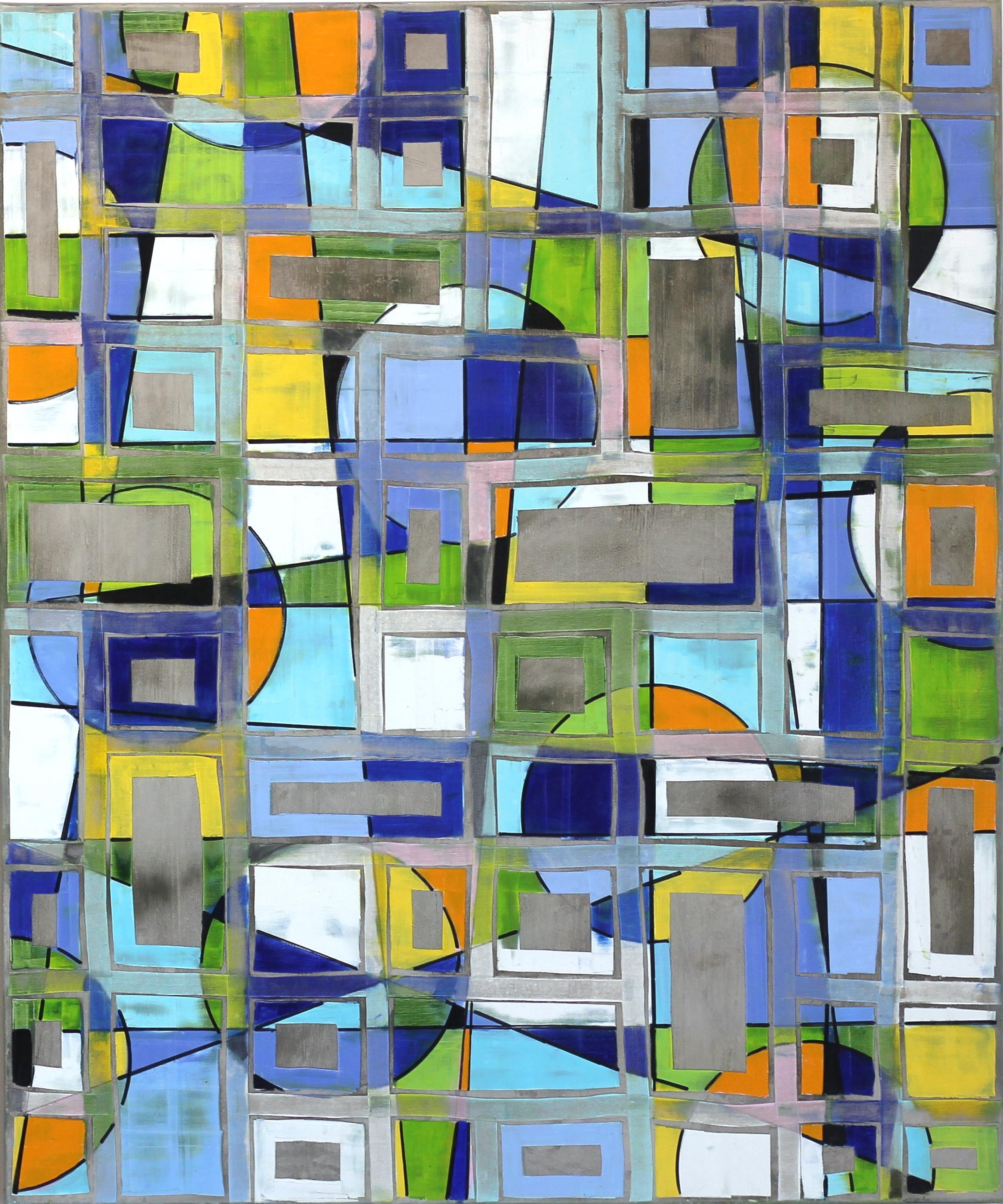 Petra Rös-Nickel Abstract Painting - Pattern Blue Green