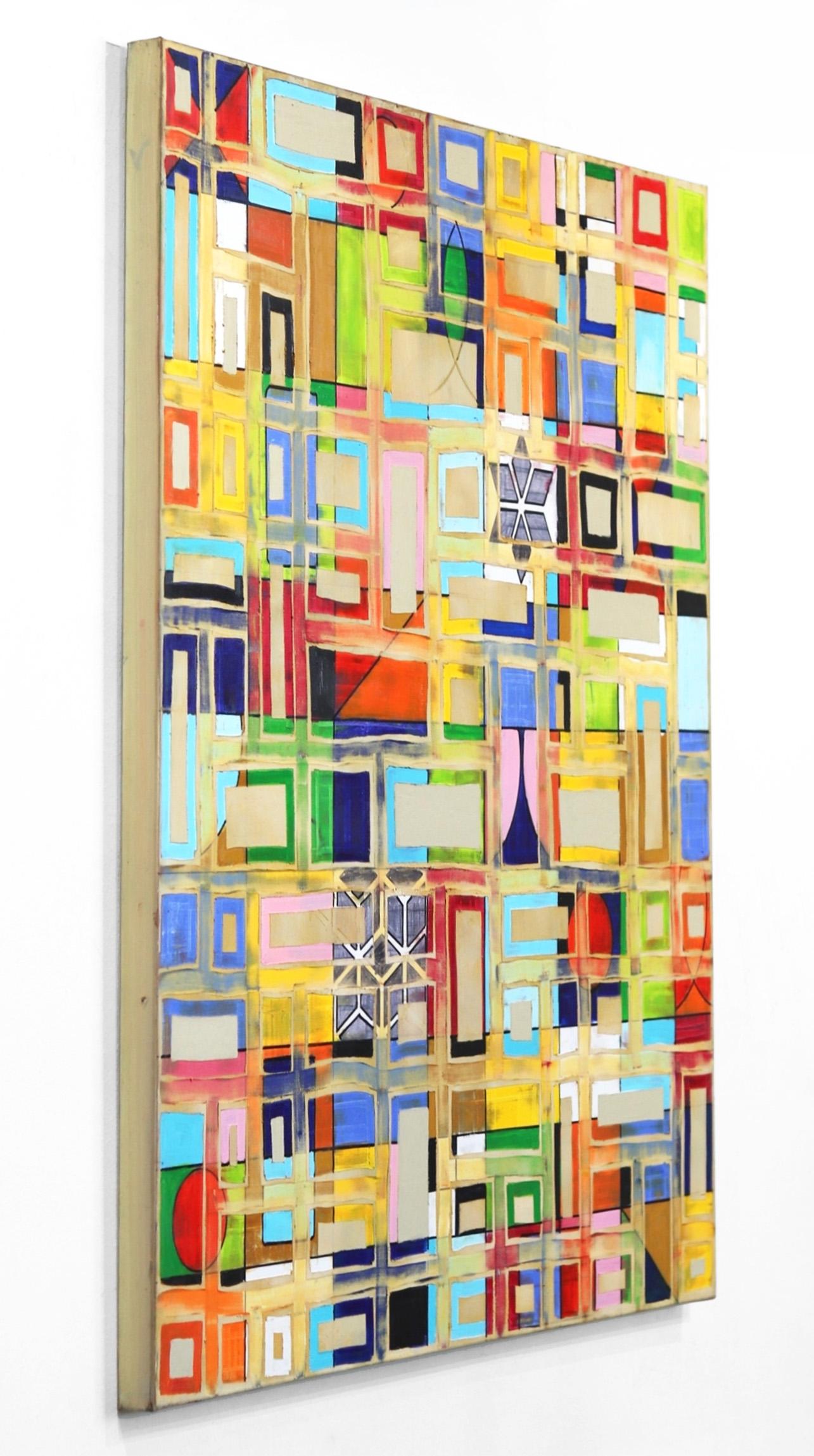 Pattern Mix - Pittura astratta geometrica colorata originale - Abstract Painting Beige di Petra Rös-Nickel