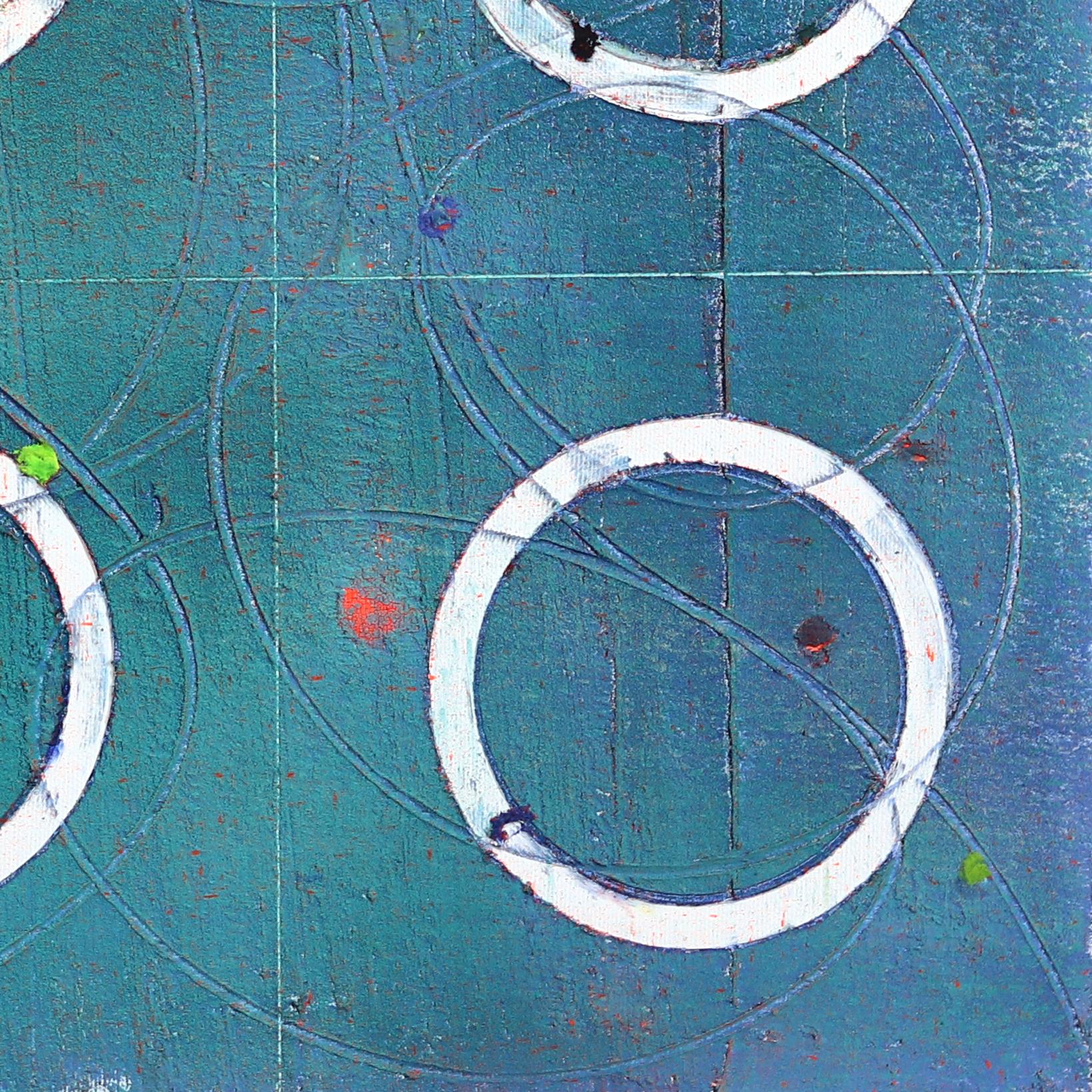 Turchese con Dot Dot - Pittura ad olio astratta geometrica colorata e testurizzata 5