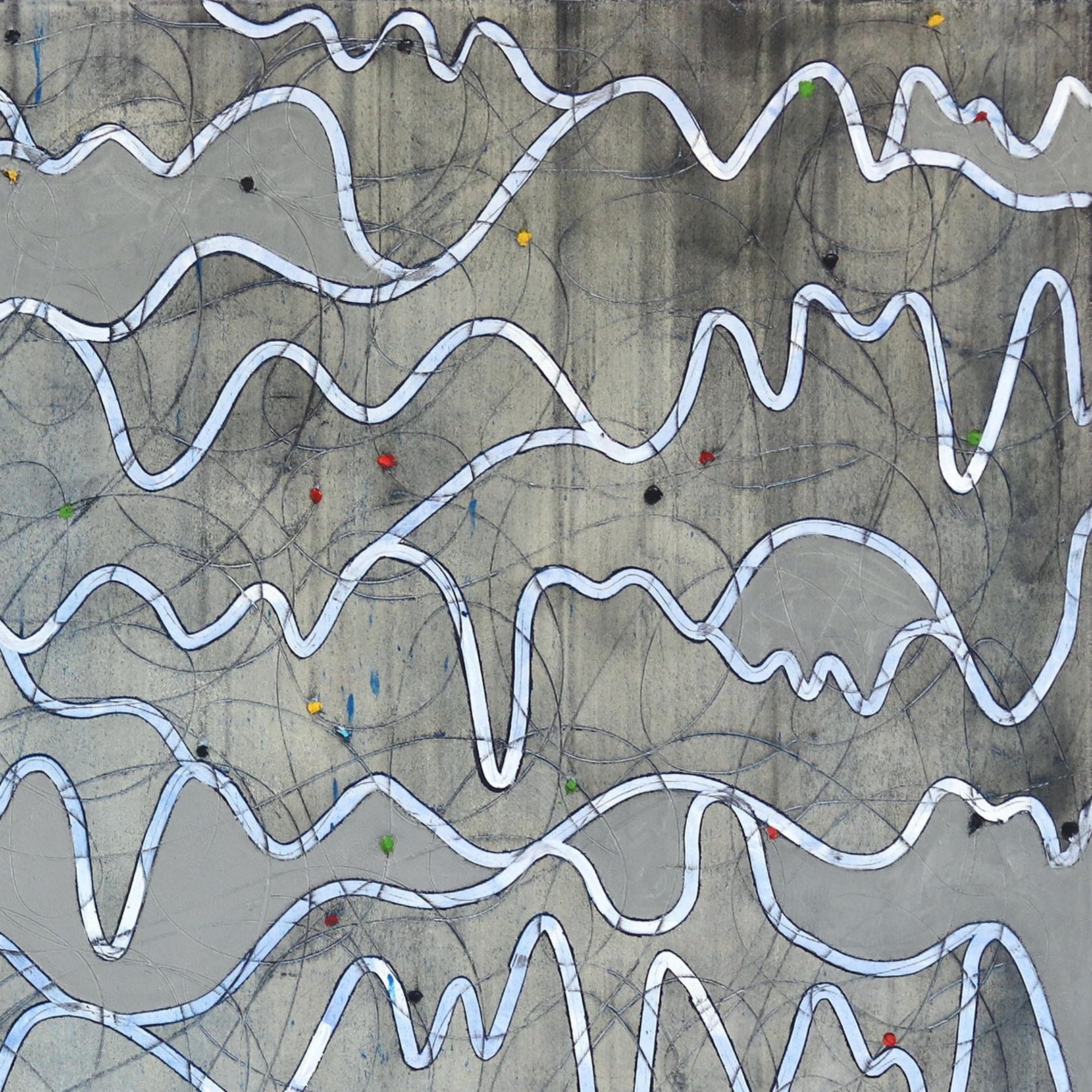 Waves Blue Grey - Abstract Mixed Media Art by Petra Rös-Nickel