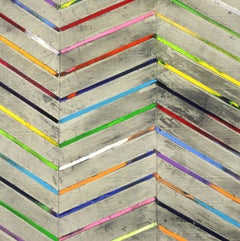 Zig Zag 16-3-1 - Original Colorful Oil Painting Patterned Stripes with Texture