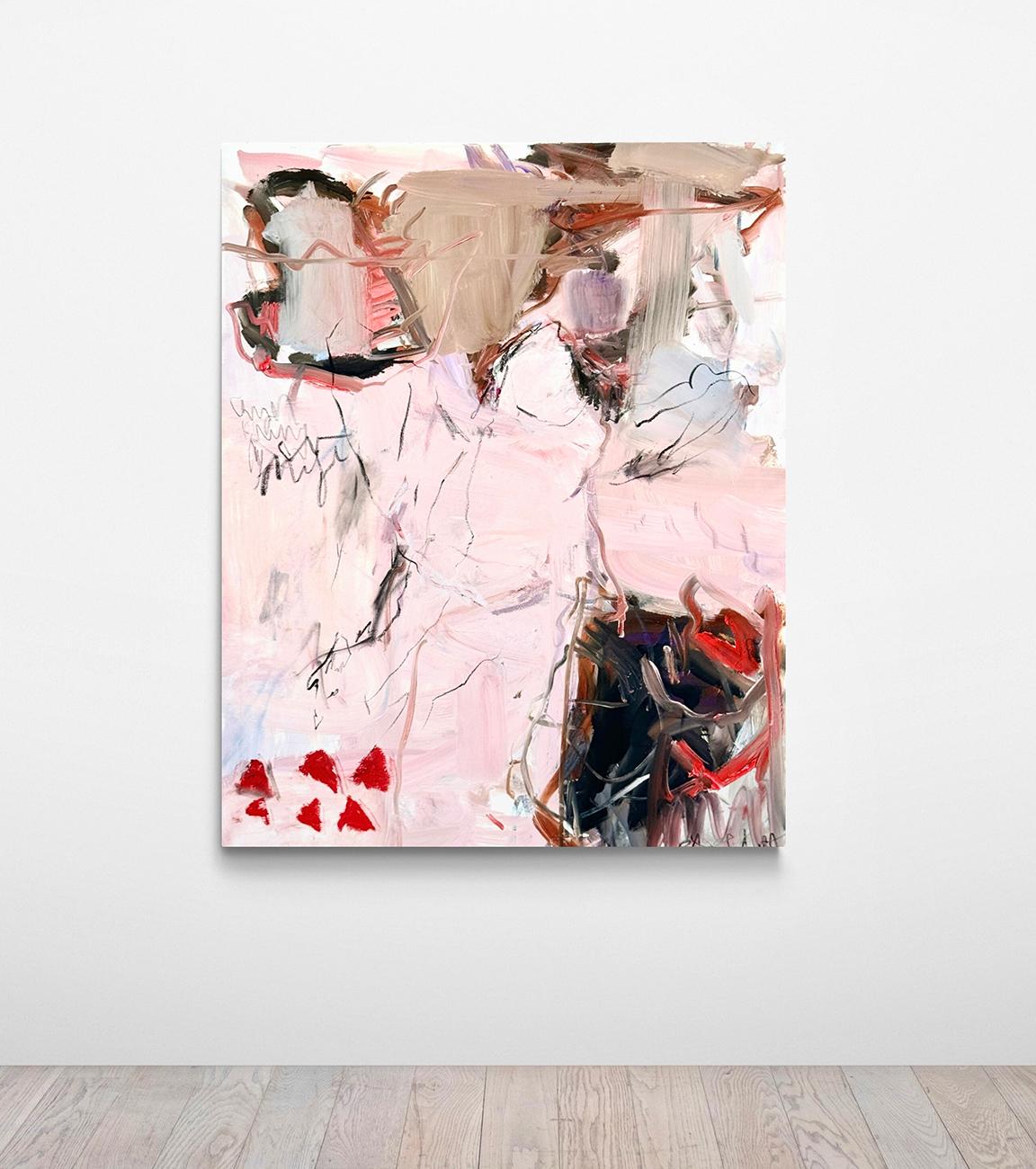 Il suo angelo (pittura astratta) - Abstract Painting Beige di Petra Schott