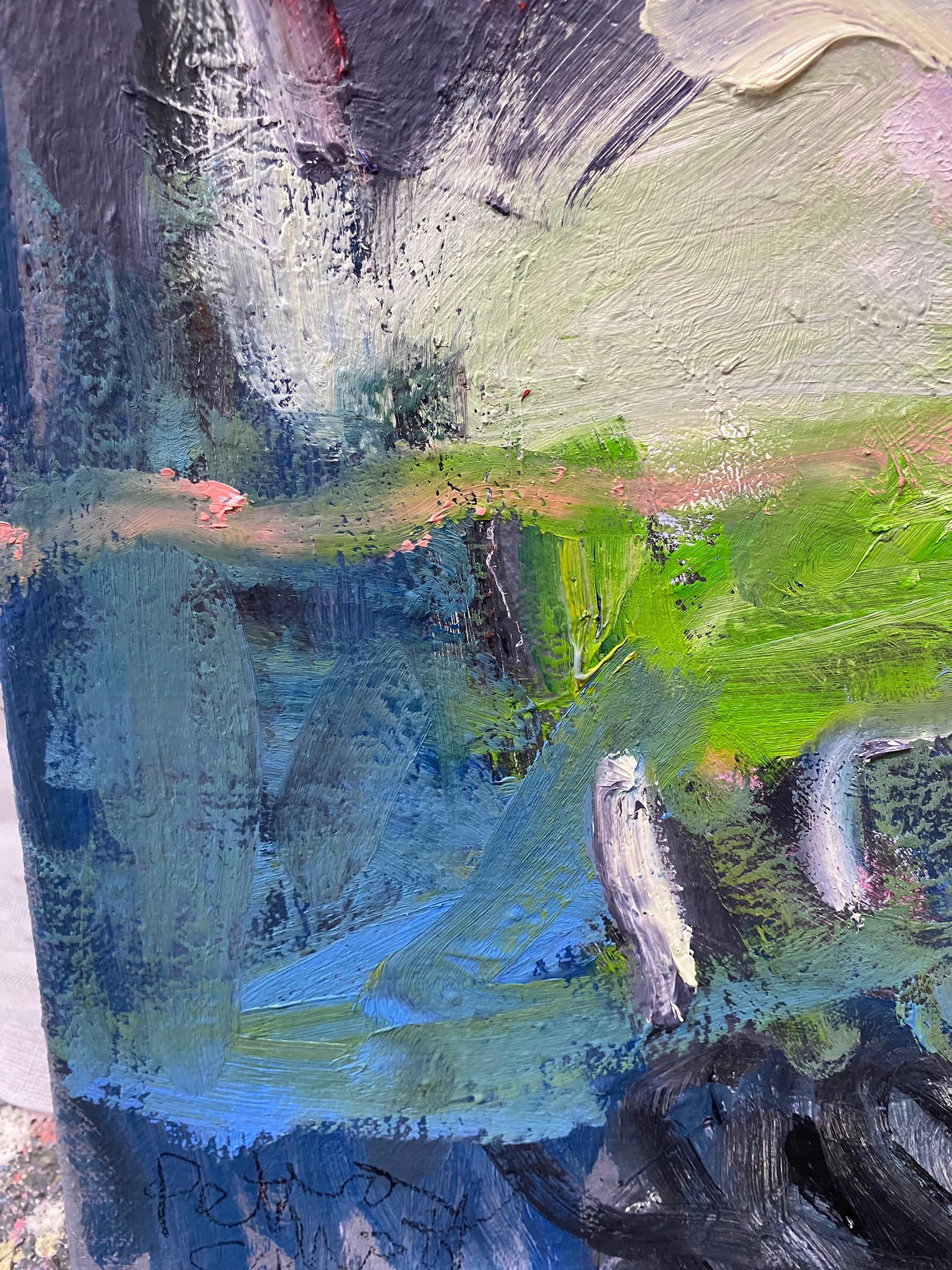 Ascoltare Beethoven mentre si stira (Pittura astratta) - Abstract Painting Grigio di Petra Schott