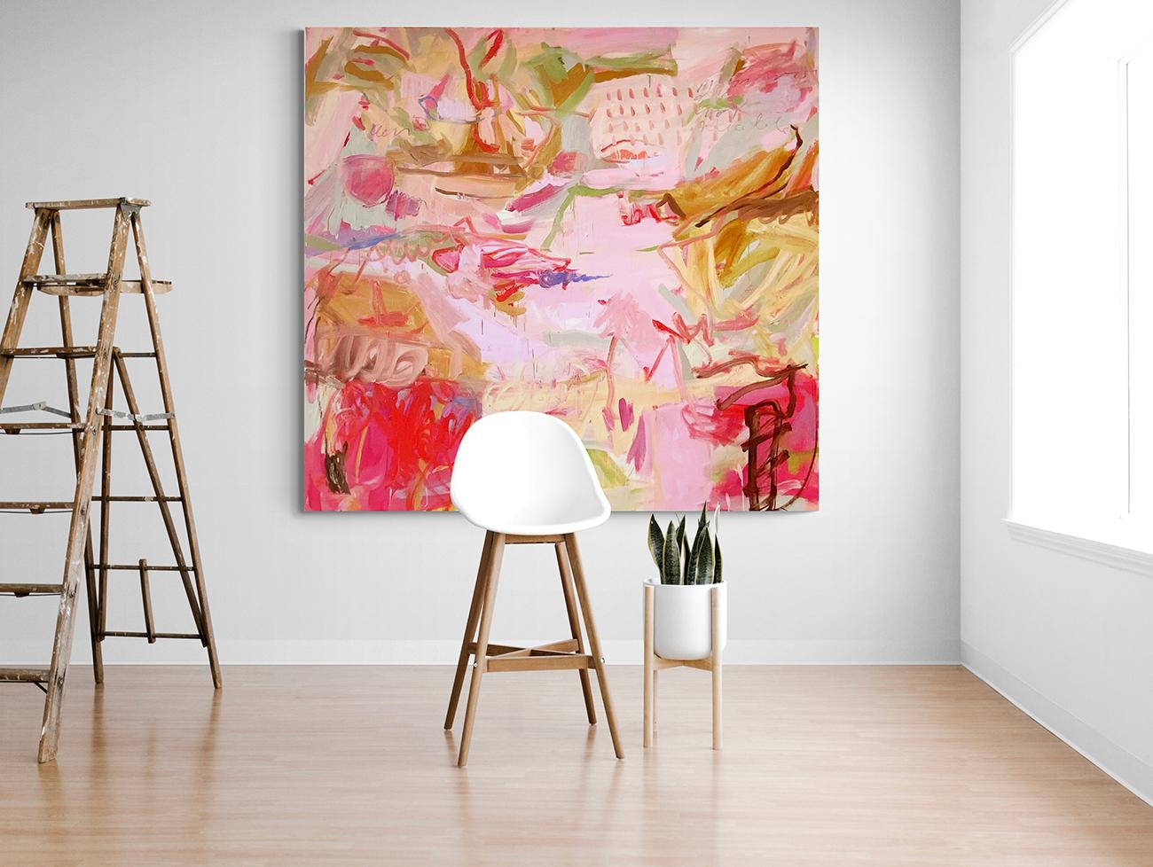 Desiderio di Paradiso IV (Pittura astratta) - Abstract Painting Rosa di Petra Schott