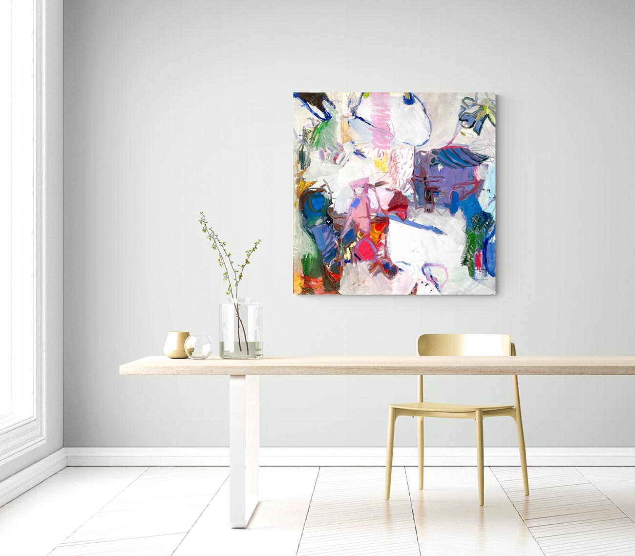 Something Will Show Us The Way (Abstract painting)
Oil on canvas — Unframed.
This artwork is exclusive to IdeelArt.

German artist Petra Schott uses colour, lines, and shapes to express her everyday emotions on canvas. During her creative process,