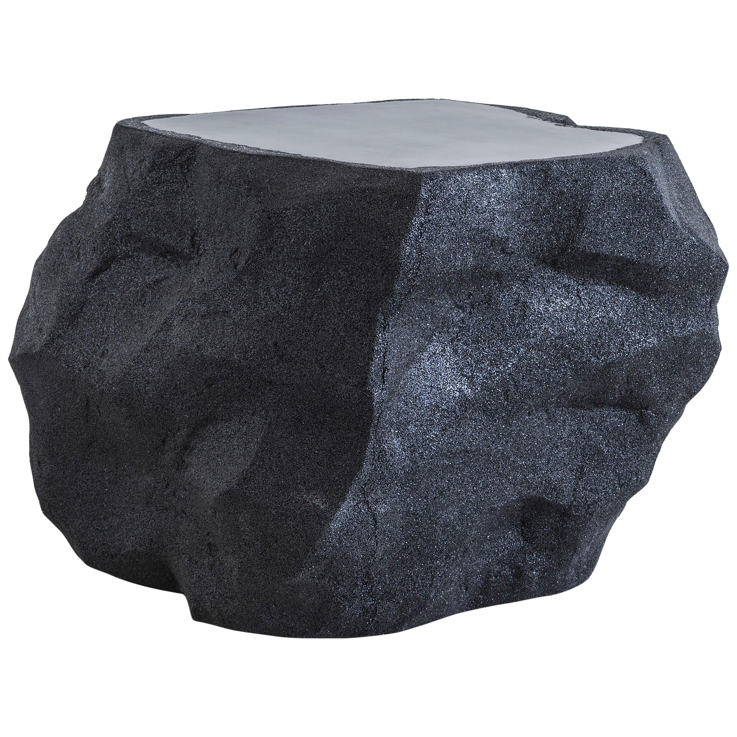 Petra Side Table, Black Cement and Black Silica by Fernando Mastrangelo