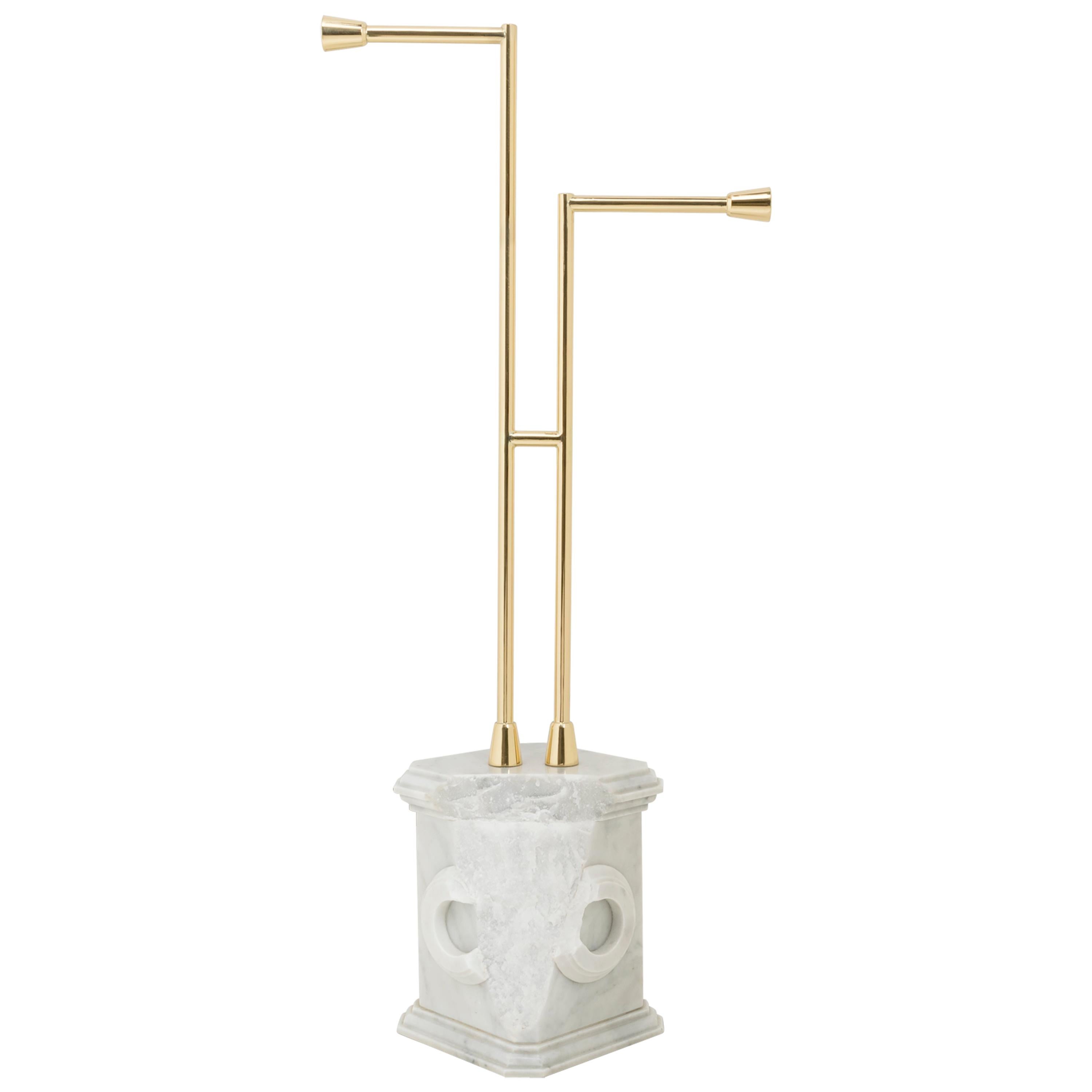 Petra Towel Rack with Carrara Marble Base By Maison Valentina For Sale