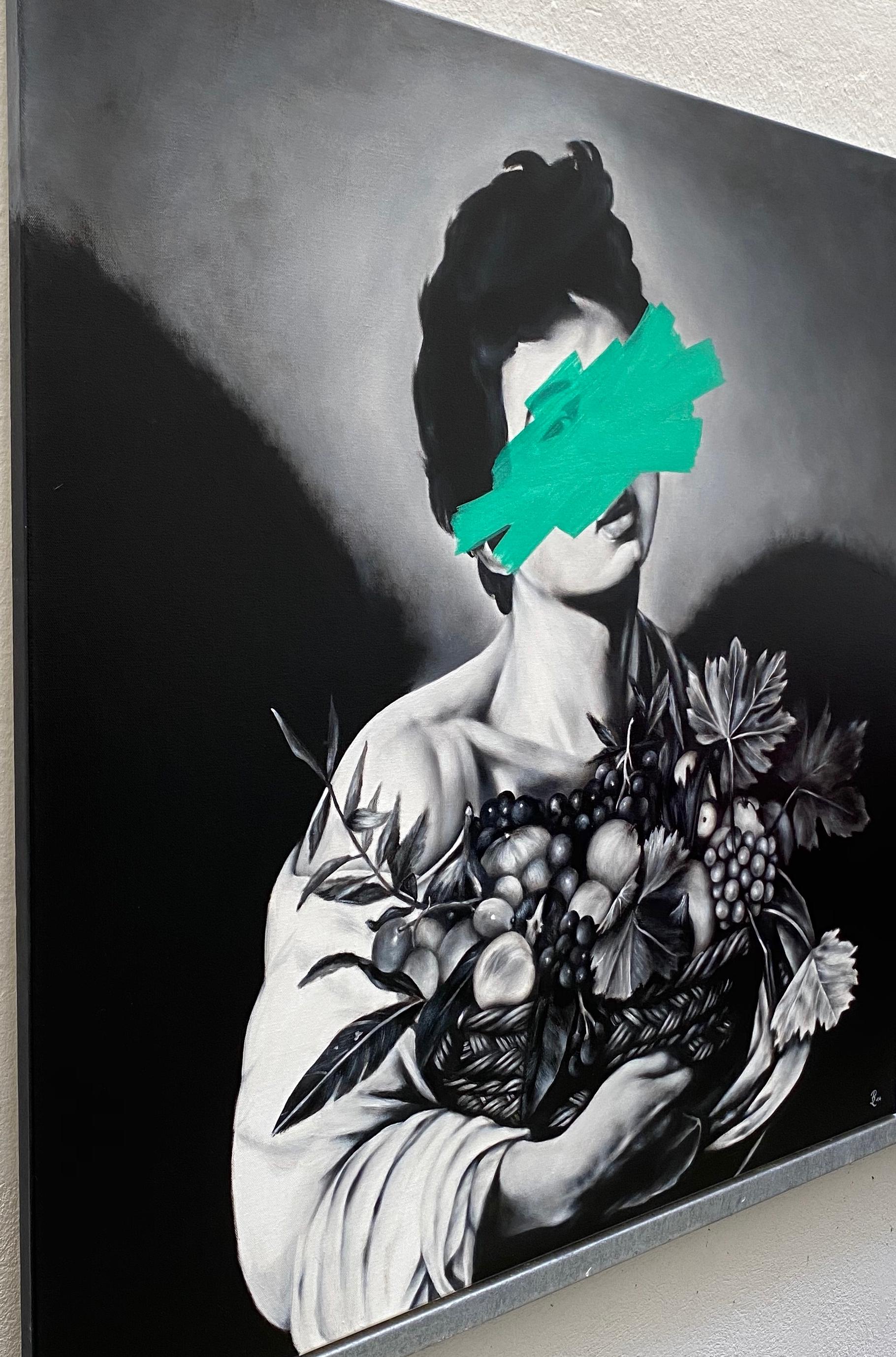 Austriaco PETRA VON KAZINYAN - Frutta fresca (AFS. CARAVAGGIO) Acrilico su tela 40x40 in vendita