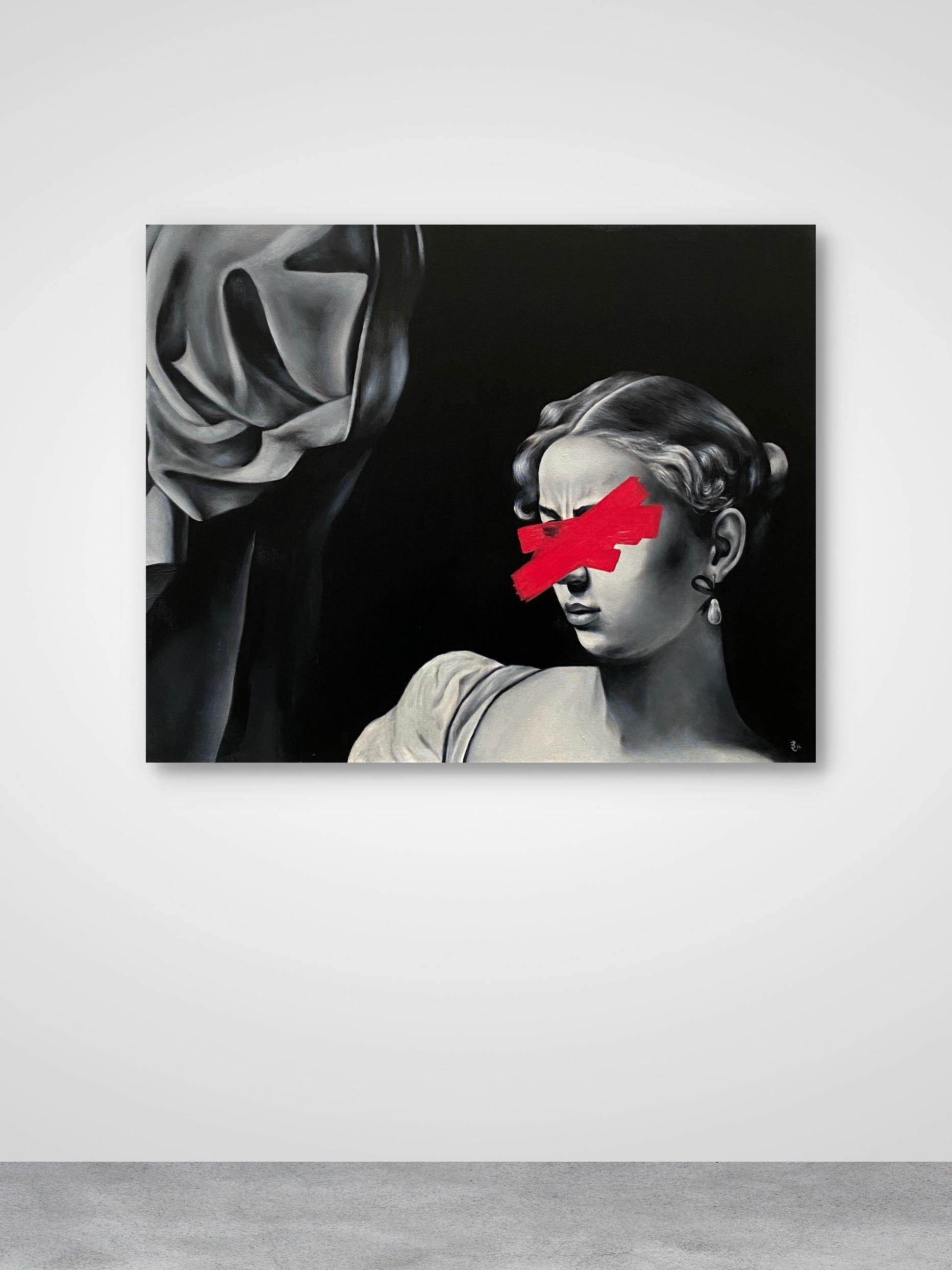 PETRA VON KAZINYAN 
JUDITH (AFTER CARAVAGGIO) Acrylic & loud chalk on canvas / 80 x 100 CM / 2014 // 
Unique, Signed

Petra von Kazinyan's 