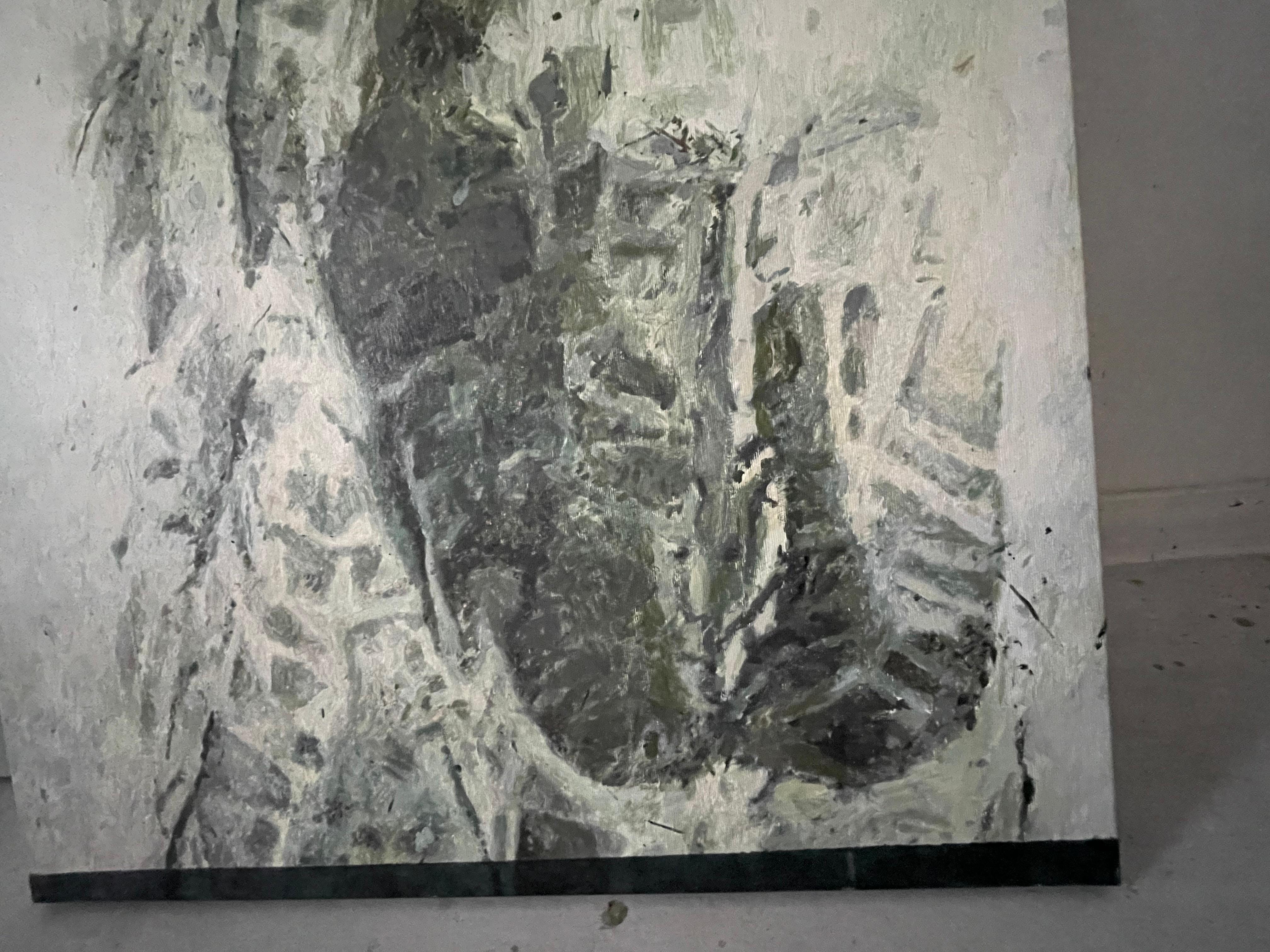 Pittura figurativa contemporanea su tela - Impronte di neve in 3D in vendita 1