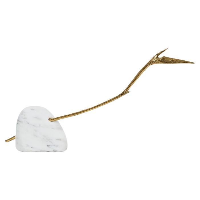 Pétrea I - Organic sculpture in marble and brass, beautiful centerpiece