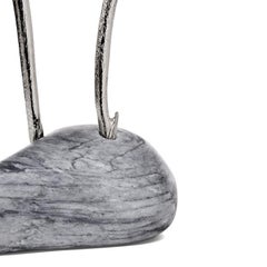 Pétrea III – Art Object in Botticino Marble with Nickel-Plated Details