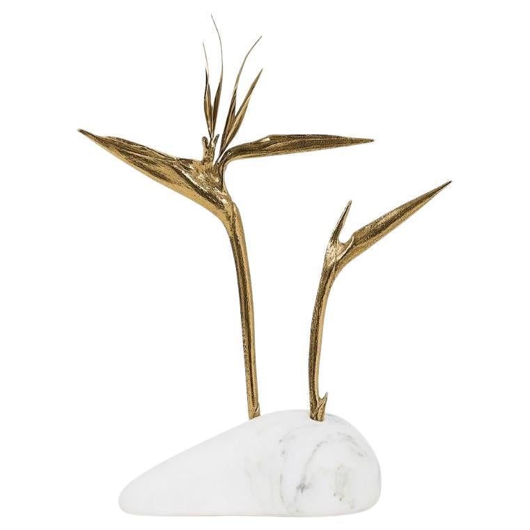 Pétrea III – Nature-Inspired Marble and Gold Sculpture