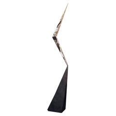 Petrichor Stainless Steel & Charred Wood Abstract Sculpture by Sol Bailey Barker