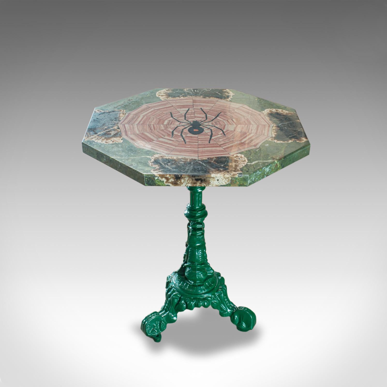 20th Century Petrified Spider Table, English, Marble, Pietra Dura, Cast Iron, Dominic Hurley