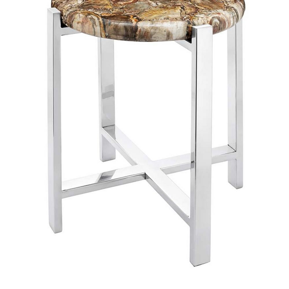 Italian Petrified Top Side Table For Sale