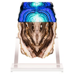 Petrified Wood and Glass Sculpture