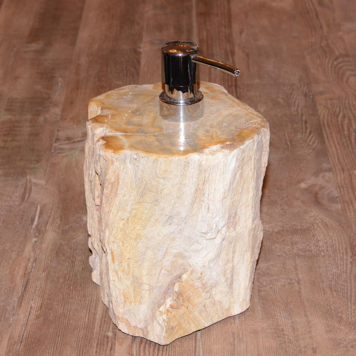 Hand-Crafted Petrified Wood B Soap Dispenser For Sale