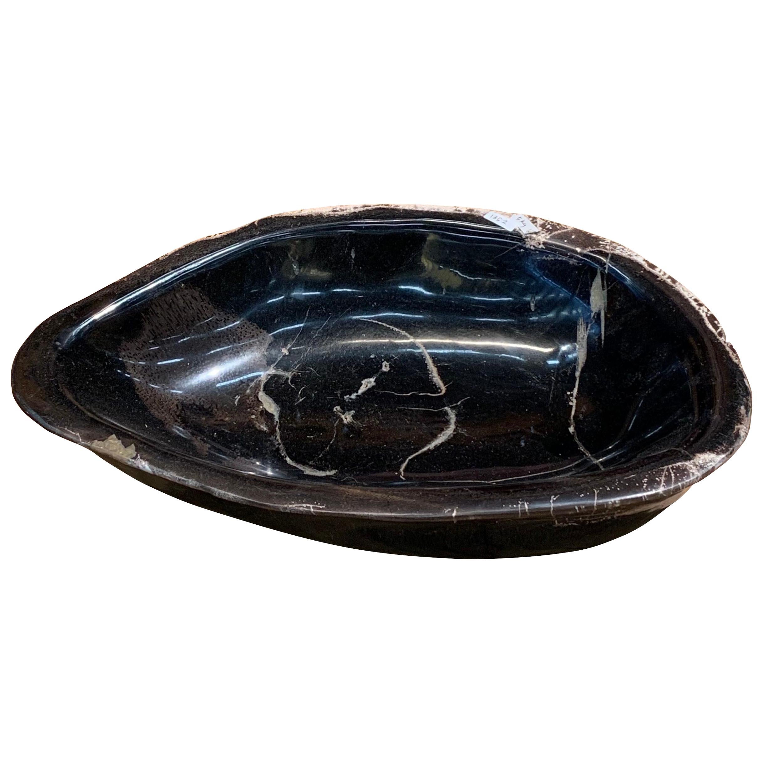 Petrified Wood Black Bowl, Indonesia, Prehistoric