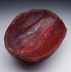 Ciotola in Wood pietrificato dall'Indonesia - Accento fossile lucido Nature