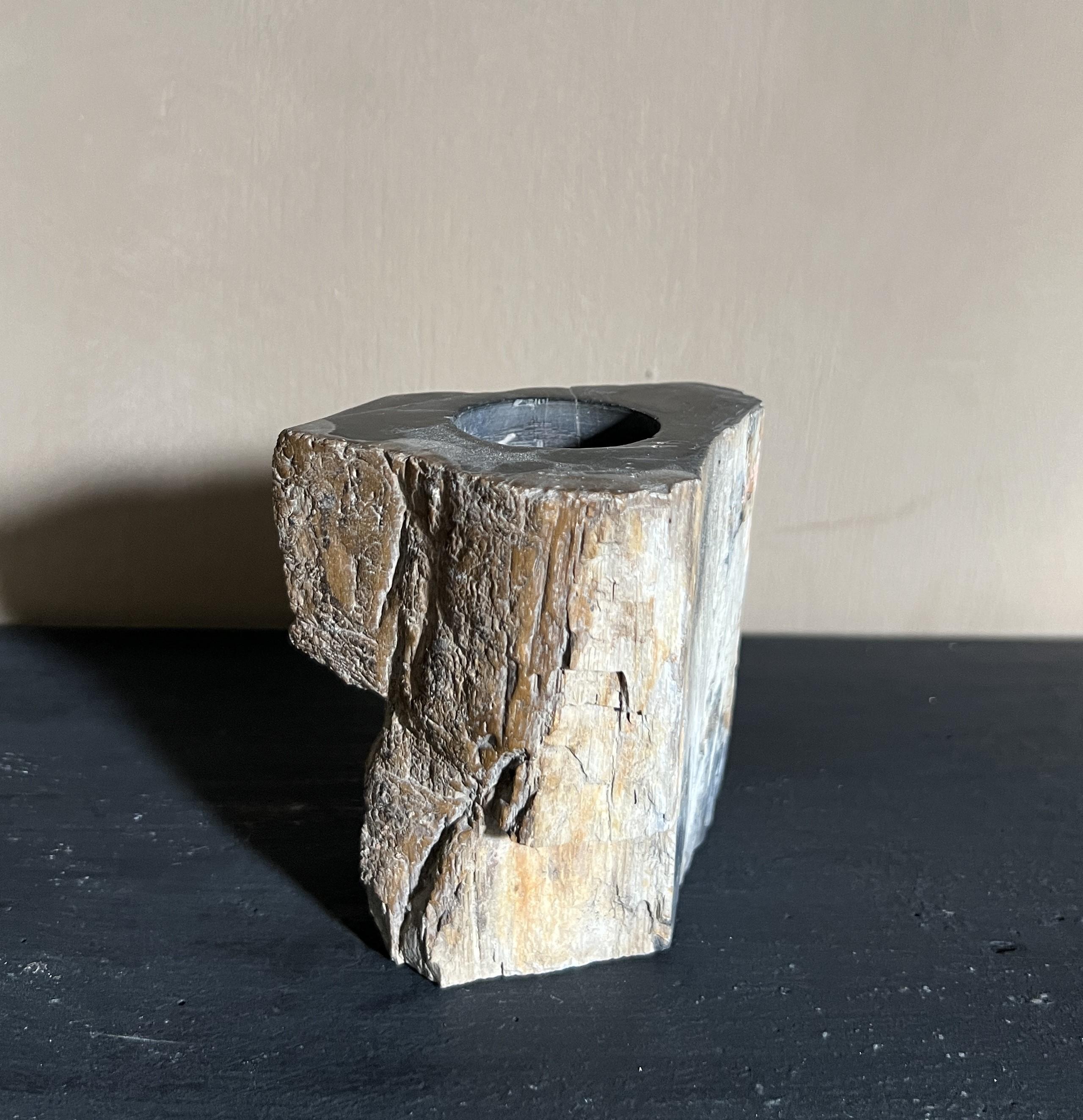 Petrified wood candleholders stone For Sale 1