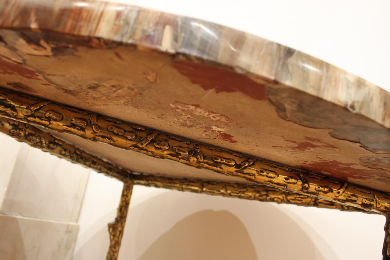 Petrified Wood Coffee Table Gilt Bronze Base 5