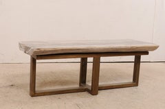 Petrified Wood Top Coffee Table on Custom Metal Base, Would Also Work as a Bench