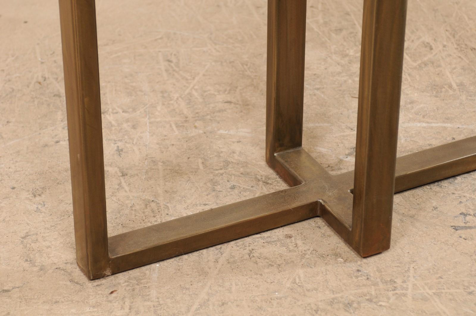 Petrified Wood Console Table on Custom Modern Base For Sale 1