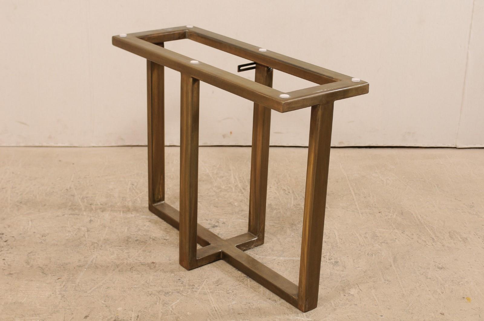 Petrified Wood Console Table on Custom Modern Base For Sale 2