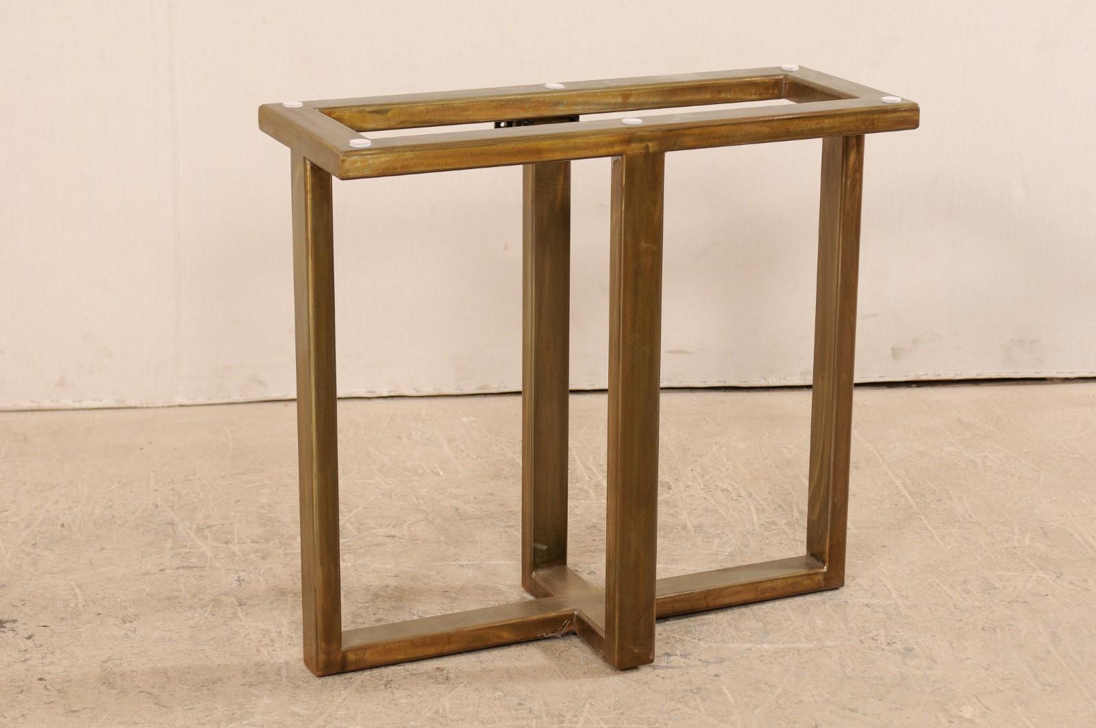 Petrified Wood Console Table with Modern Metal Base For Sale 3