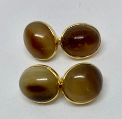 Petrified Wood Cufflinks in 18K Yellow Gold by Trianon