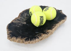 Petrified Wood Heart Shape Solid Black Elongated Bowl Dish Large Plate Ashtray