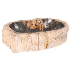 Petrified Wood Live-Edge Wash Basin, Cream & Black