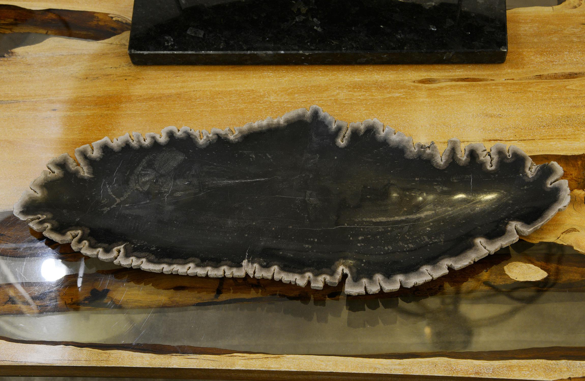 Dish Petrified Wood Long
all in petrified wood, hand-carved
with polished top.