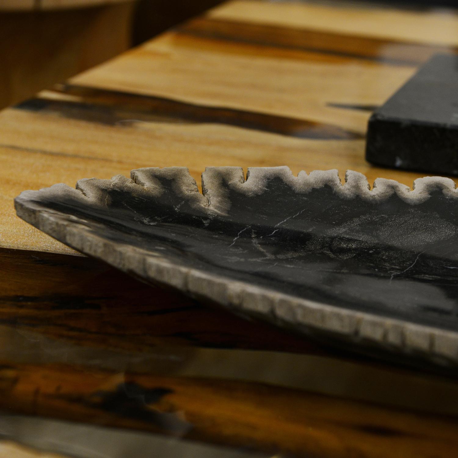 Indonesian Petrified Wood Long Dish For Sale