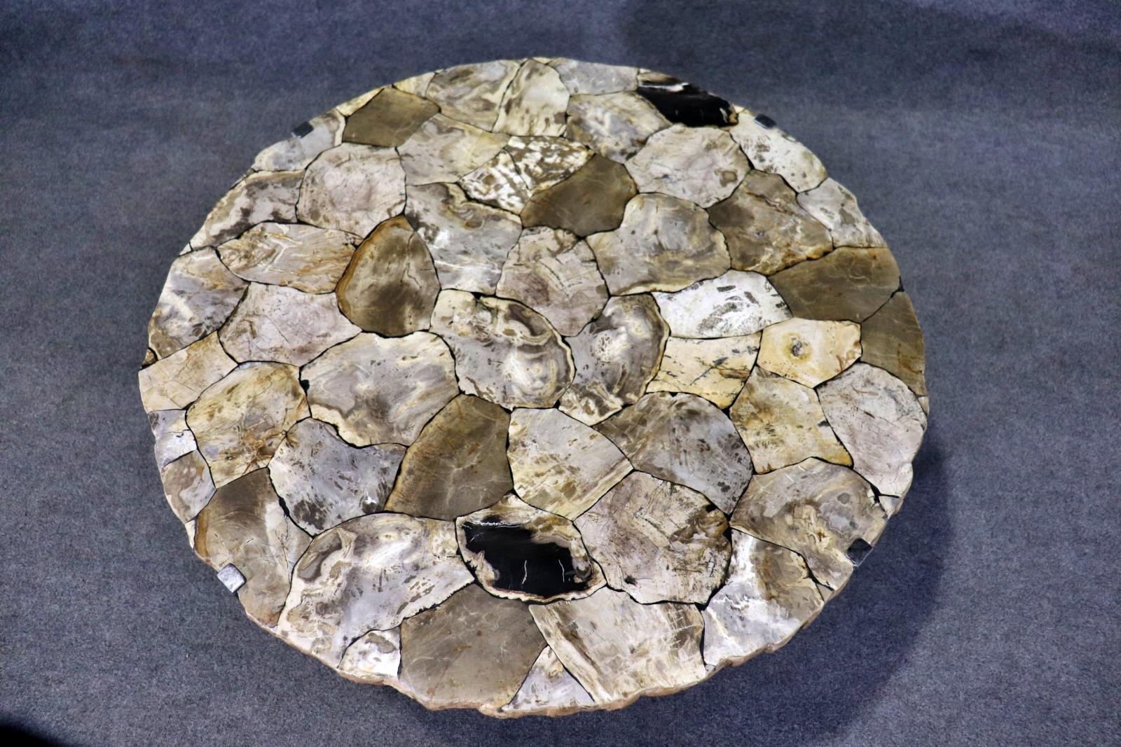20th Century Petrified Wood Mosaic Coffee Table For Sale