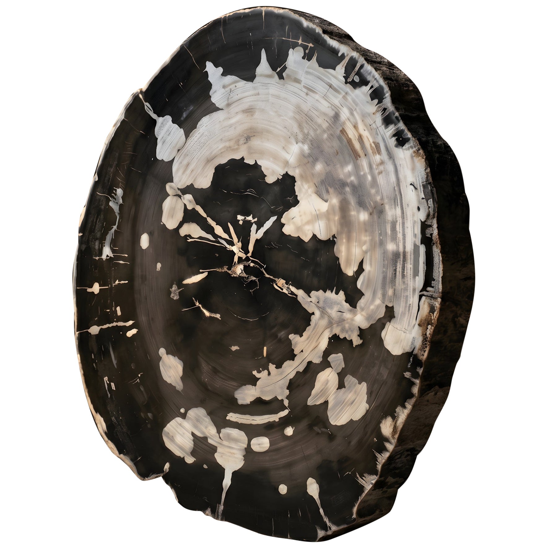 Petrified Wood Round Coffee Table Top, Organic Modern, 21st Century