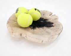 Petrified Wood Round Shape  Black & Tan Bowl Dish Large Plate Ashtray